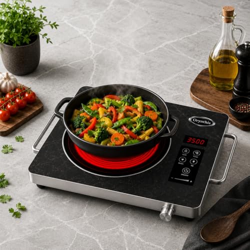 Image of InfraNova 3500W Electric Infrared Cooktop | One of India's Most Powerful Infrared Cooktops | Works with All Utensils | Crystal Glass Top | Touch Controls | Digital Timer | 2-Year Warranty