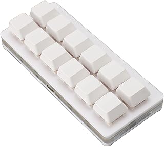 メカニカルゲーミングキーボード、アクリルABSメモリ機能12キーゲーミングキーボードPC用プログラム可能 (白)