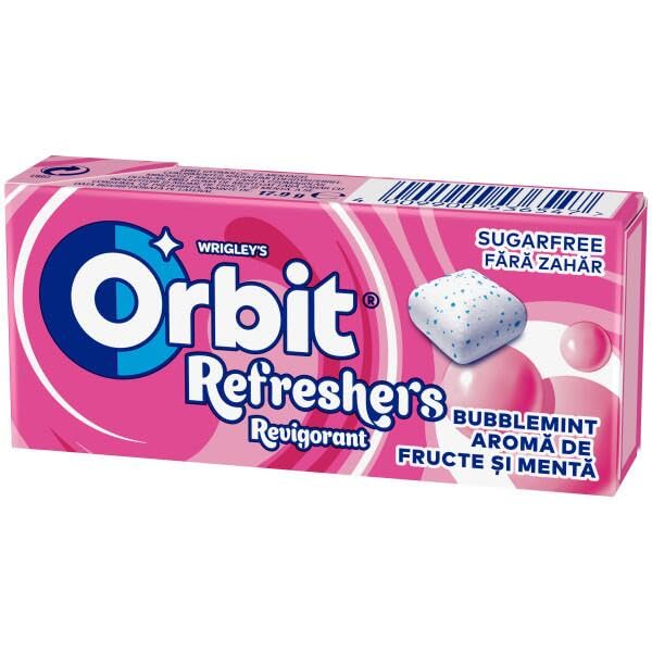 Orbit Refreshers Bubblemint – Chewing Gum Senza Zucchero, Aroma Frutta & Menta, 12 Confezioni da 8 Pezzi (Totale 214,8 g)
