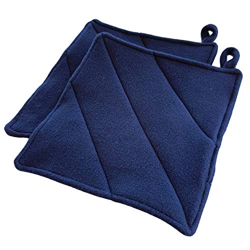Cushystore Navy Blue Pot Holders Oven Pads Soft Fabric For Cooking Kitchen 7.75", 2 Pack #TOP1