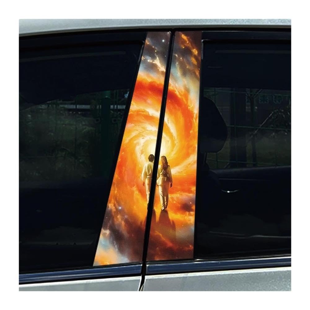 Body Parts 2PCS Car Center Column Waterproof Decals The Heavens Couple Auto B-Pillar Stickers(E)