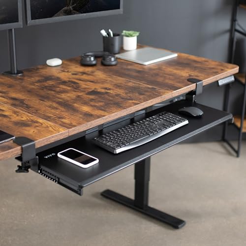 Image of VIVO Black Extra Large 34 x 11 in Under Desk Keyboard Tray, MOUNT-KB15EB | Keyboard Tray for Typing, Slide Out Platform, Extra Sturdy C-Clamp Mount System, Computer Drawer, Black Frame