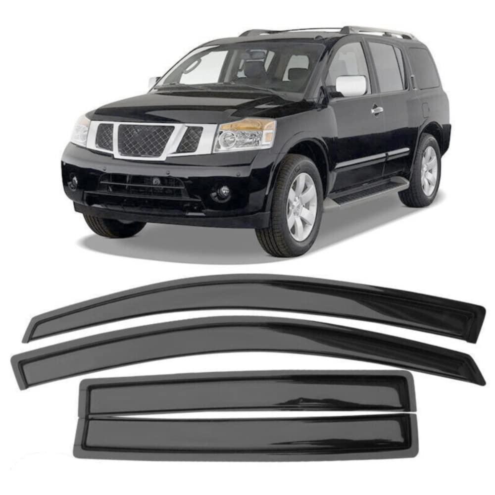 Gevog4pcs Tape-On Window Visors Sun Rain Guard for 04-10 QX56 05-15 Armada Side Window Deflectors