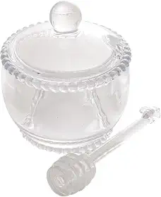 WOLFF - Meleira de Cristal com Colher - 10cm x 10cm x 11cm - Linha Pearl - 200ml