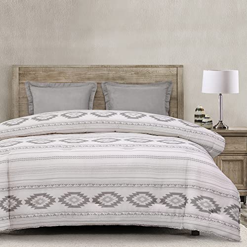Image of Paseo Road Free Spirit 4 Piece Full White Gray Comforter Set