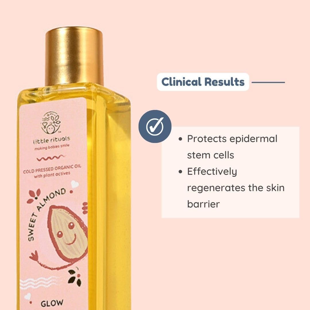 Little Rituals Sweet Almond Baby Massage Oil and Hair Oil, Cold Pressed, Certified Organic, Dermatologist Tested, 100 ML