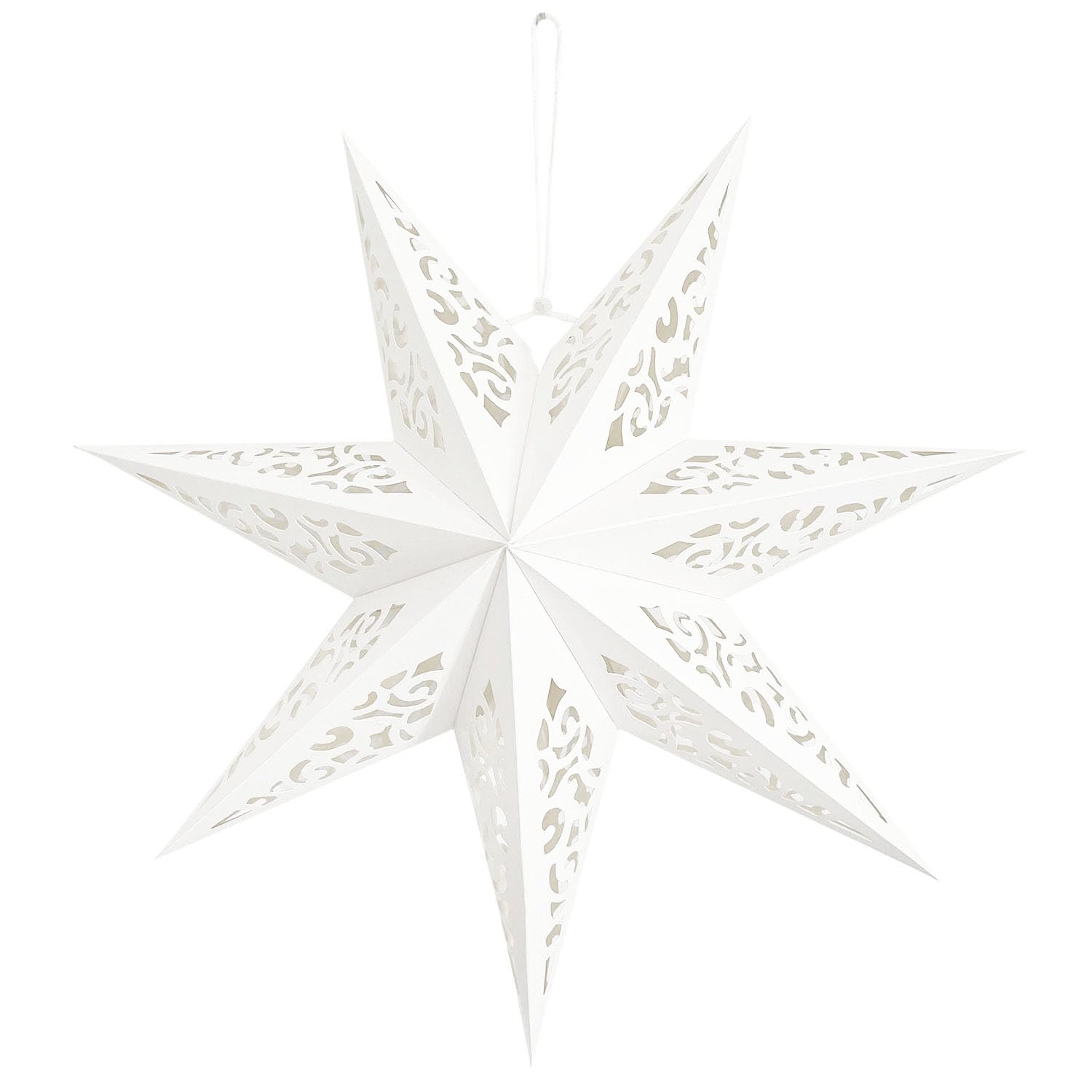 Hollow Out Paper Star Lantern Hanging Star Lampshade Decoration for Weddings Christmas Holiday Birthday Party Celebration (White)