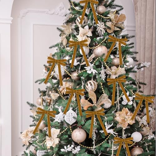 Image of Tsorode 10 Yards Black Velvet Ribbon 1 Inch for Christmas Tree,Velvet Christmas Ribbon for Gift Wrapping Crafts Bow Wreath Holiday Decorations (Light Brown, 5 /8 inch-10 Yard)