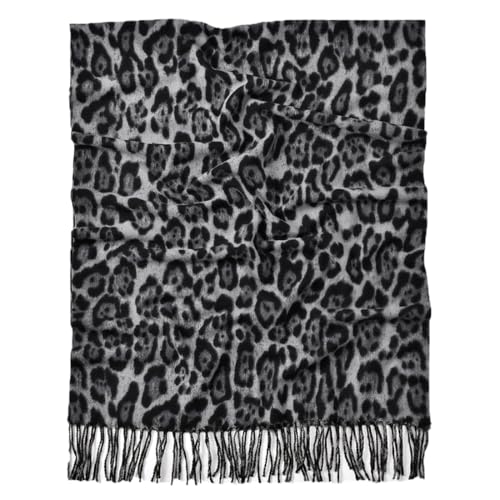 Yeieeo Winter Scarf for Women Leopard Printed Scarf Fall Winter Thick Fashion Fringed Shawl3