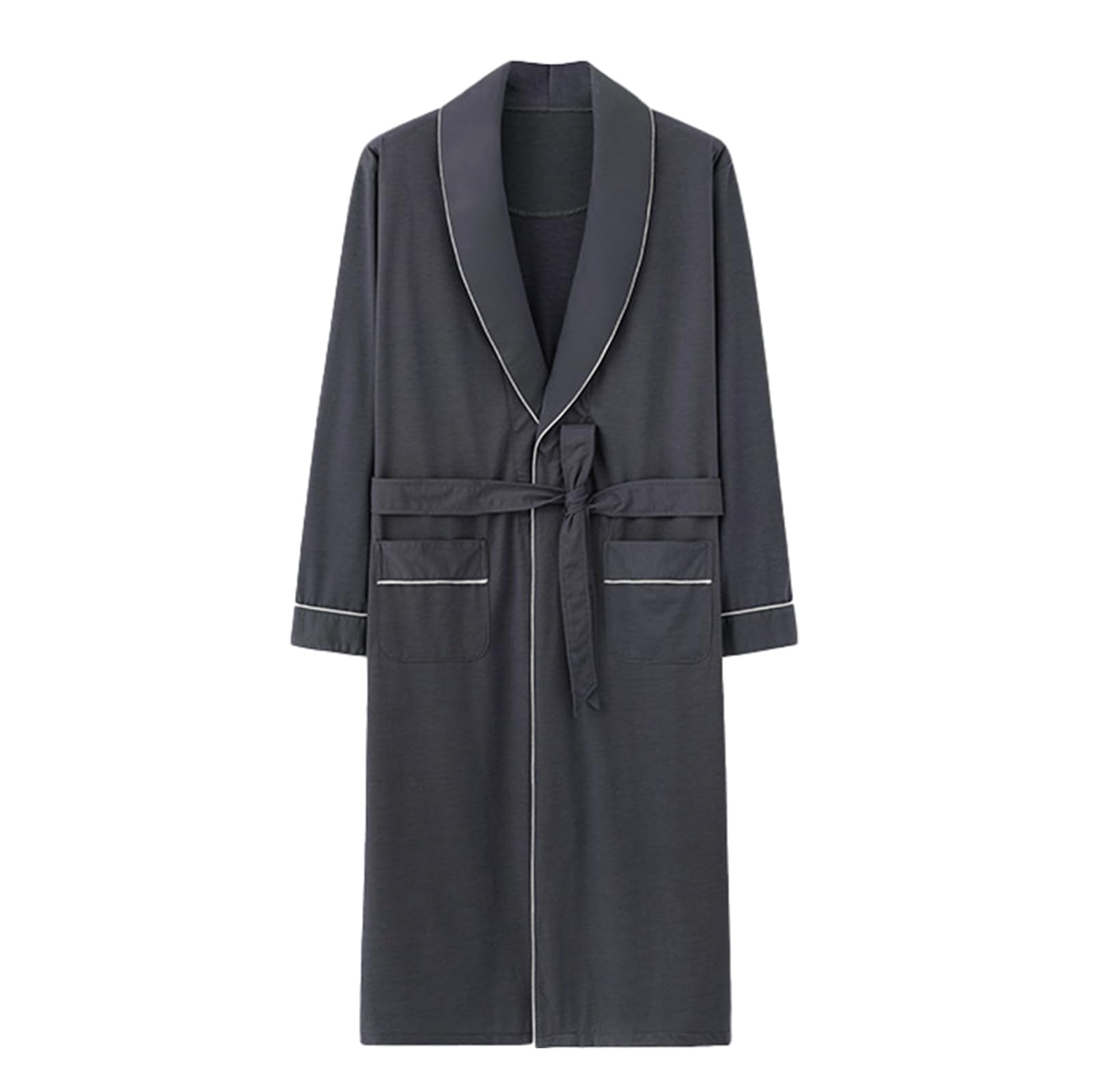 TIANQIHAO Mens Long-Sleeve Nightgowns, Modal Cotton Pajama Robe Spa Bathrobe Sleepwear,Kk5601-Large