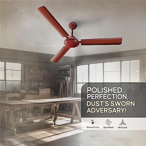 Image of LONGWAY Nexa P1 1200 mm /48 inch Ultra High Speed 3 Blade Anti-Dust Decorative Star Rated Ceiling Fan (Brown, Pack of 1)