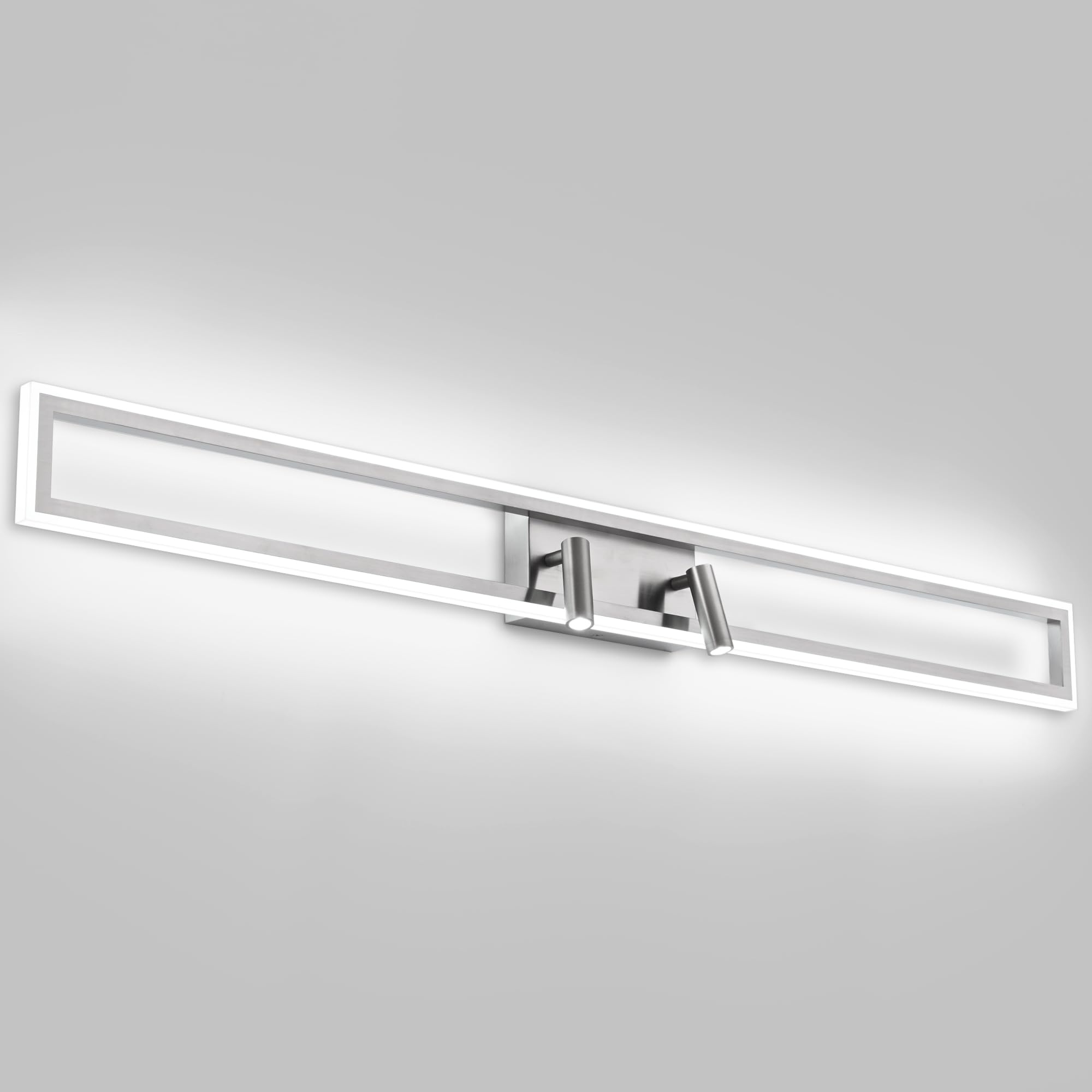 SOLFART 48 Inch Brushed Nickel Vanity Lights for Bathroom Vanity Lights Bathroom Lights Over Mirror Dimmable Bathroom Light Fixtures Nickel Led Light Fixtures 6000K-D