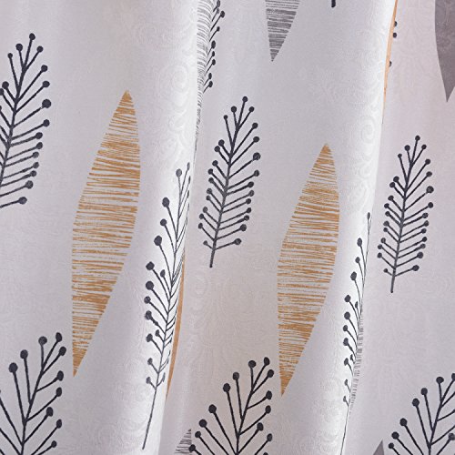 Cherry Home Multicolored Leaf Curtains Print Floral Blocking Light Lined Curtain Pair Pillow Set Panel Drapes Grommet Yellow 52Wx102L Inch,2 Panels,2 Matched Pillow Case For Bedroom #TOP4