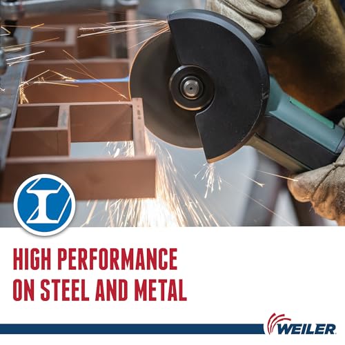 Image of Weiler 57041 4-1 /2 Inch Cutting Wheel, Tiger AO Steel /Metal Long Life Performance Cutting, .045 inch A60T Type 27 7 /8 inch Arbor, Pack of 25