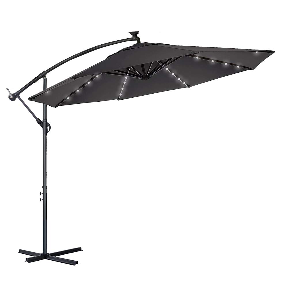 LZQ Aluminiowy parasol przeciwsłoneczny z mechanizmem korbowym, parasol ogrodowy, ochrona przed promieniowaniem UV 40+, na balkon, do ogrodu, na taras