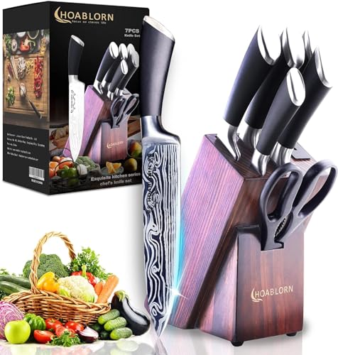 HOABLORN Juego de Cuchillos de Cocina 7 Piezas