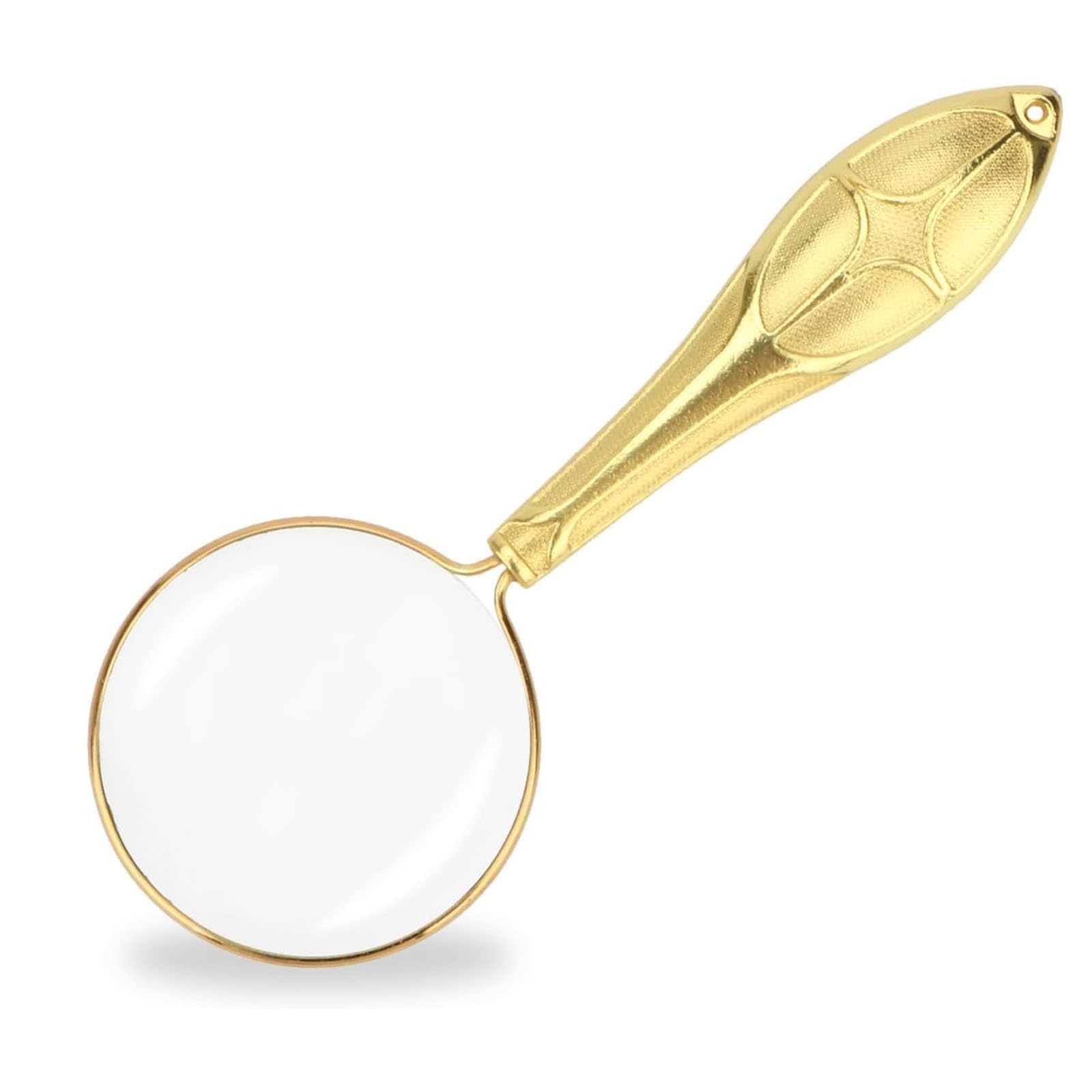 Rongo Small Magnifying Glass, Gold Handheld Magnifier Loupe, 5X 45MM Vintage Decorative Magnify Glass for Holiday Props Reading Coins Newspape and Hobby Observation (Gold-B)