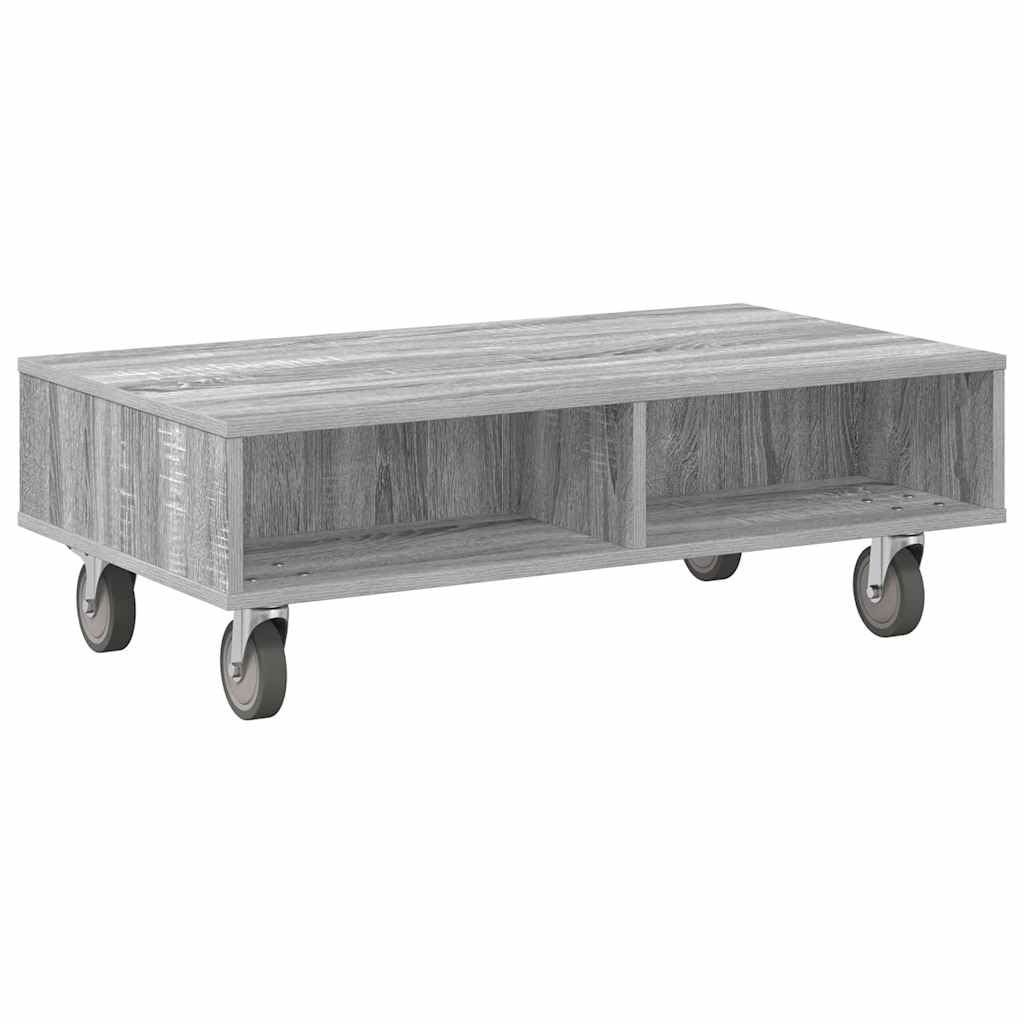 Genérico - Mesa auxiliar con ruedas (90 x 50 x 30 cm), color gris | Madera De Ingeniería Duradera, 2 Ruedas Cerradas, Mesa De Noche O Salón