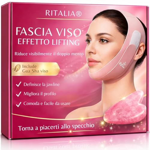 #Commissioniguadagnate<br>Fascia Doppio Mento Donna con Pietra Gua Sha Maschera Lifting Notte | Guaina Snellente con Pietra Rosa per Jawline e Contorno