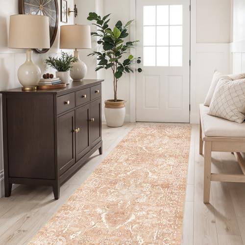 EISUROM 2'6"x8 Washable Runner Rug: Vintage Non-Slip Rug for Kitchen Brick