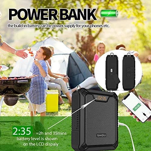 Voice Amplifier, SHIDU 30W Voice Loudspeaker Portable Bluetooth Speaker with UHF Wireless Mic & Wired Mic Headset IPX6 Waterproof Rechargeable PA System for Teachers,Tour Guide,Outdoor