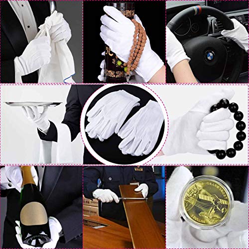 20 Pairs Cotton Gloves For Dry Hands, Paxcoo White Cotton Gloves For Eczema, Cosmetic Moisturizing And Coin Inspection, Medium Size #TOP6