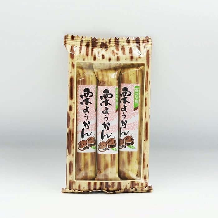 Kuri Yokan Traditional Sweet Bean Jelly with minced Chestnut 3 Pieces (Pack of 3), Japanese Sweets Snack Wagashi, MADE IN JAPAN, Limited Stock