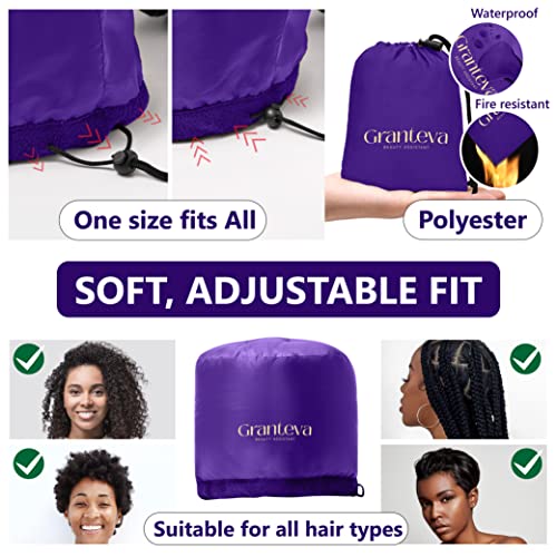 Hair Dryer Bonnet W/A Headband Integrated That Reduces Heat Around Ears & Neck - Diffuser Cap For Hair Dryer Curly Hair, Speeds Up Drying Time, Deep Conditioning At Home - Large (Purple) #TOP3