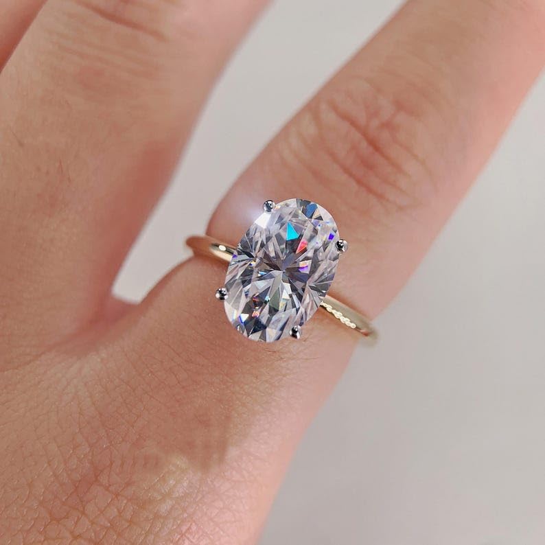 Bague solitaire en argent massif 925 plaqué or pour cadeau de mariage