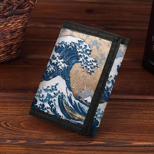 The Great Wave of Kanagawa Art Trifold Wallets Slim Coin Purse Card Holder Durable Money Clip for Women Men 7