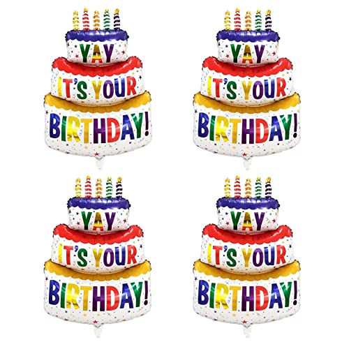 BIEUFBJI Happy Birthday Balloon Big 41" Foil Inflated Mylar Balloons for Birthday Party Supplies Baby Shower Decorations(4 PCS)