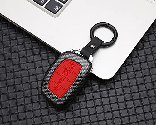 Coque de clé Hyundai Tucson et Sonata en carbone ABS rouge - 4