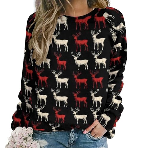 Hauts à manches longues pour femmes sweat-shirt col rond imprimé