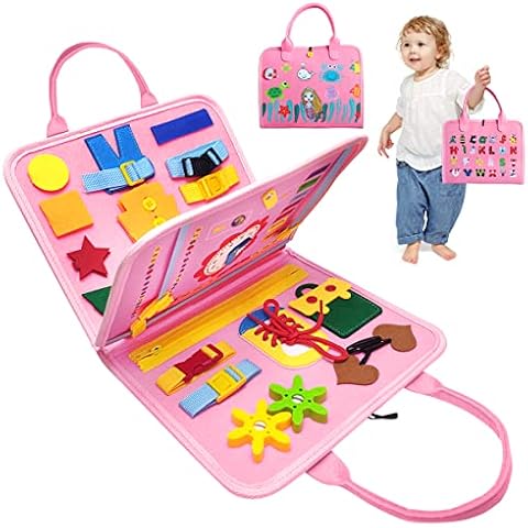 koitoy Busy Board for Toddlers, Busy Board for 1 2 3 4 Year Olds, Toddlers Toys Sensory Activity Board for Learning Fine Motor Skills Preschool Educational Learning Toys Gift for Boys Girls Cover