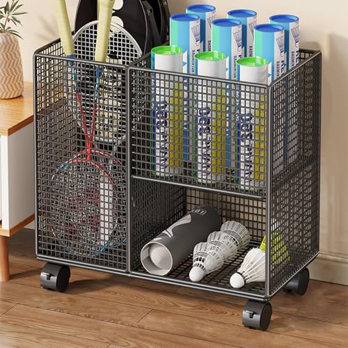 Carrito organizador con ruedas para 4-6 raquetas de bádminton