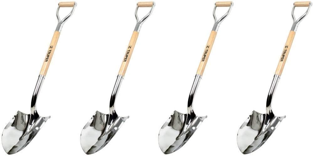 Truper 33127 / PRY-CE-E - Polished Chrome Ceremonial Shovel, Steel/Wood D-Dandle (4 Pack)4