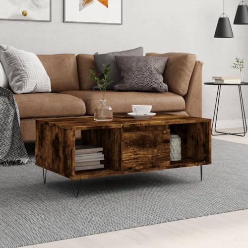 Table basse chêne fumé avec tiroir meuble de salon moderne - 2