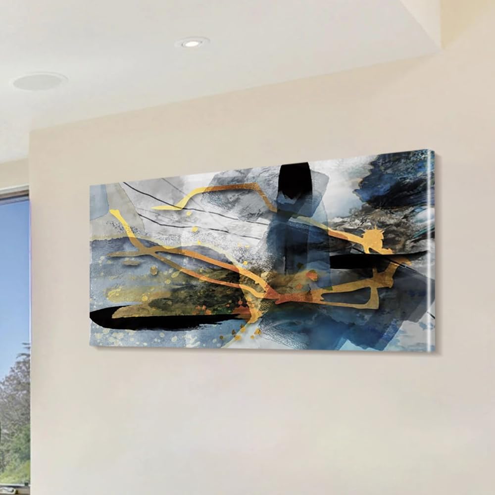 UUDEZO Framed Wall Art Abstract Decor, Canvas Print Wall Painting Abstract Color Decorative Artwork(20x40cm(8x16in)
