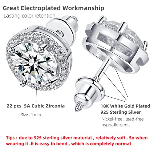 Diamond Stud Earrings For Women Gifts For Wife Mom Girlfriend 0.8Ct-2Ct Moissanite Stud Earrings ,18K White Gold Plated Silver With Screw Ear Backs , Annivers Ary Jewelry Present For Wife , Birthday Valentines Gifts (2.0Ct, 2.0 Carats ( 1.0 Ct Each )) #TOP6