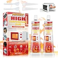 Meoeot 100ml Hochtemperaturkleber, Transparenter Hochtemperatur Klebstoff, Hitzebeständiger Kleber, Hitzebeständig über 600°C, Ideal für Haushalt, Backöfen Glas, Elektroherde, Herdplatten, Kamine
