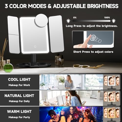 Espejo de maquillaje Mocado con luces y aumento ajustable miniatura 5