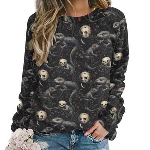 Sweat-shirt manches longues imprimé lézard gothique original