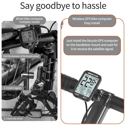 image for Bikevee Bike Speedometer GPS Wireless Cycling Computer – Auto Start/