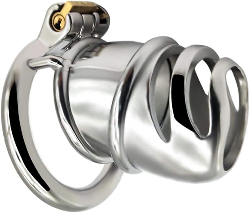 Male Chastity Lock - Metal Penis Cage with Lock and Key, Secure Bondage Chastity Device for Men(3 Size Rings)