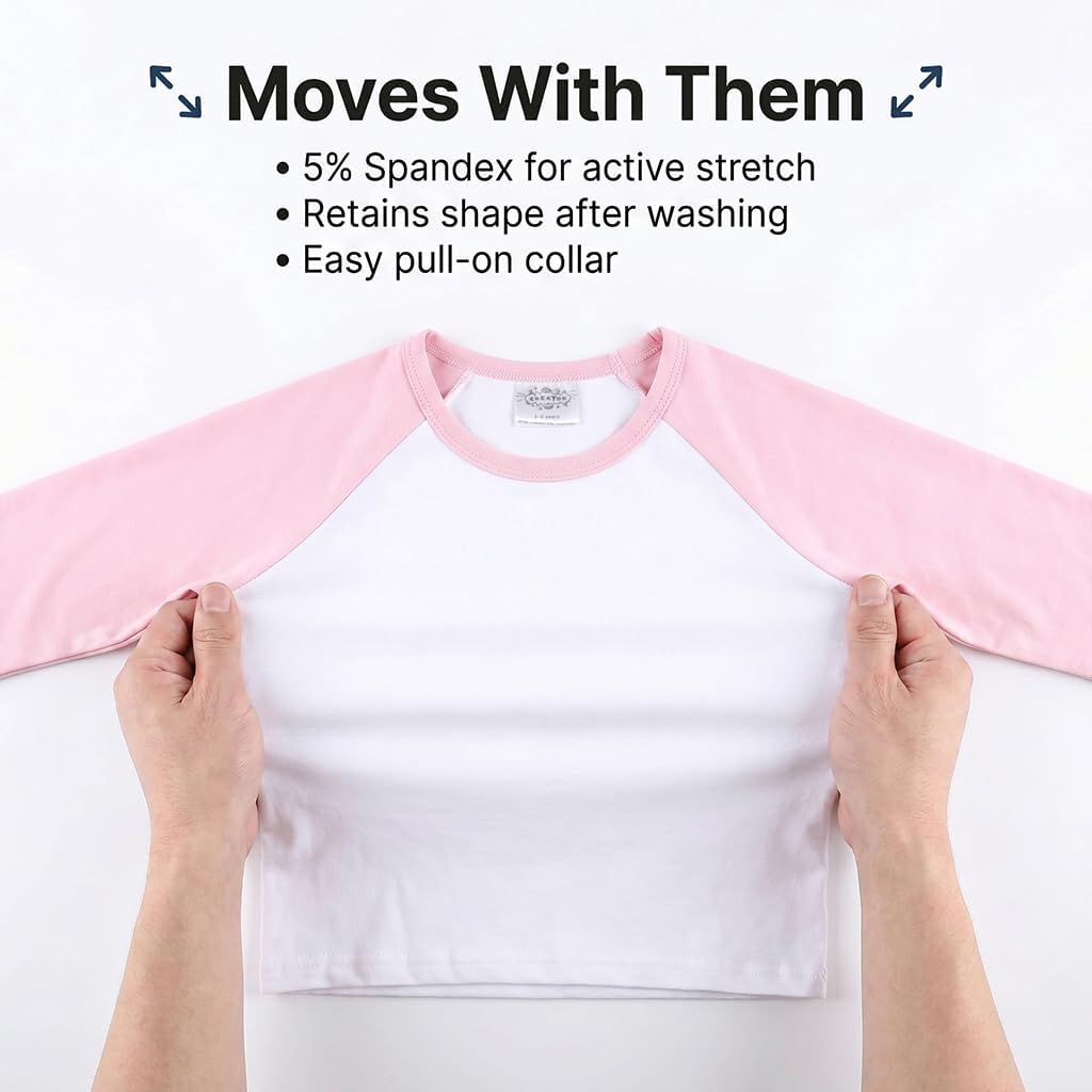 CREATOR Toddler Baby Girls Boys Long Sleeve Shirts Raglan Shirt Baseball Tee Cotton T-Shirts
