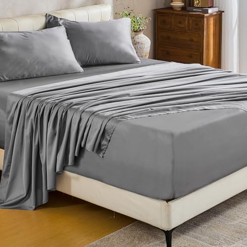 Image of MEISHANG 1000TC Egyptian Cotton Sheets King, 18-24 inch Extra Deep Pocket | 1000TC Egyptian Cotton Sheets, Sateen Weave, Ultra Soft & Breathable, OEKO-TEX Certified