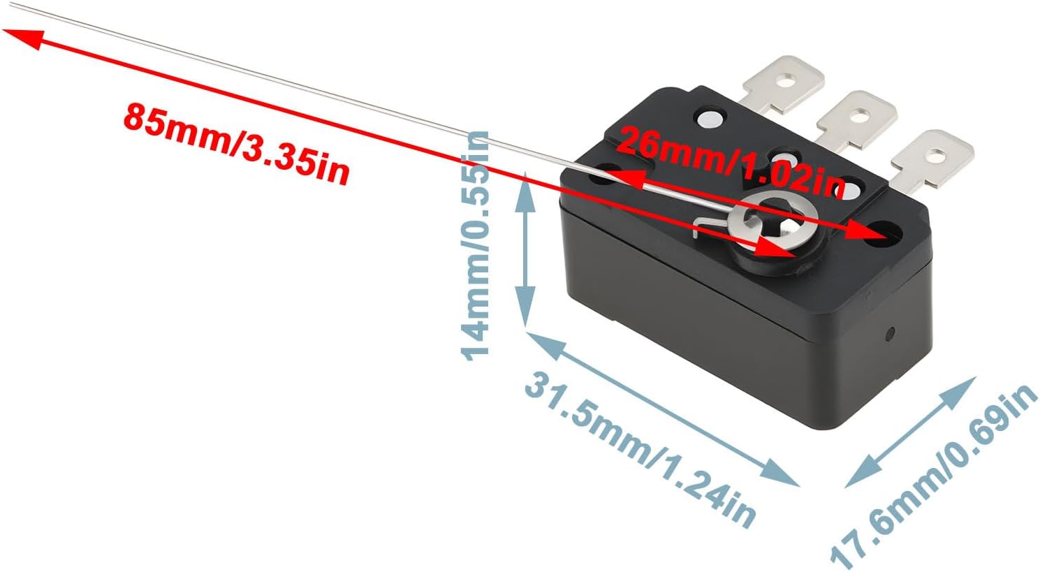 5 Pcs 3 Pin Long Hinge Micro Switch 4.8mm Fit for Arcade Game Machines That Require Coin Insertion