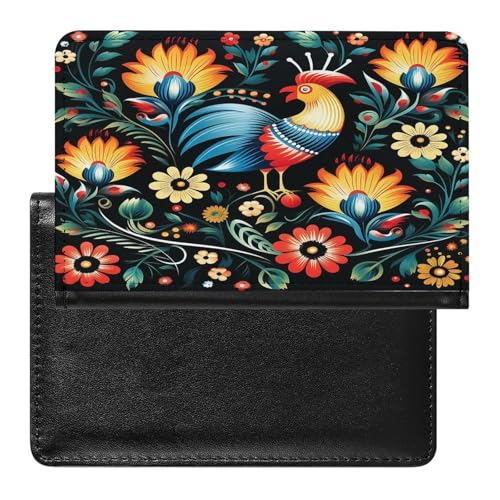 Polish Folk Art Pattern Passport Holder for Travel Document Holders PU Leather Credit Card Holder Minimalist Front Pocket Wallet Fashion Passport Wallet Cover Case Slim Bifold