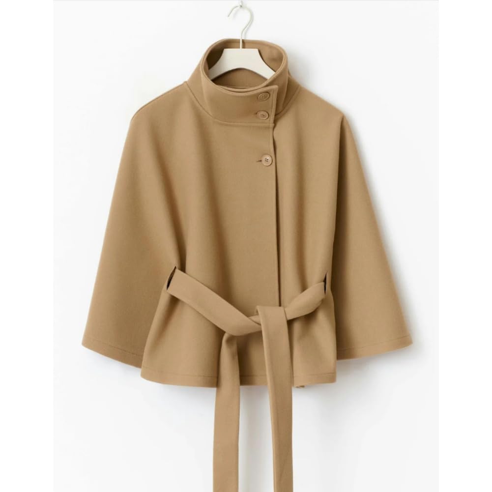 Generisch Poncho à manches chauve-souris pour femme - Manteau d'hiver épais et chaud - Rétro - Élégant - Manteau court