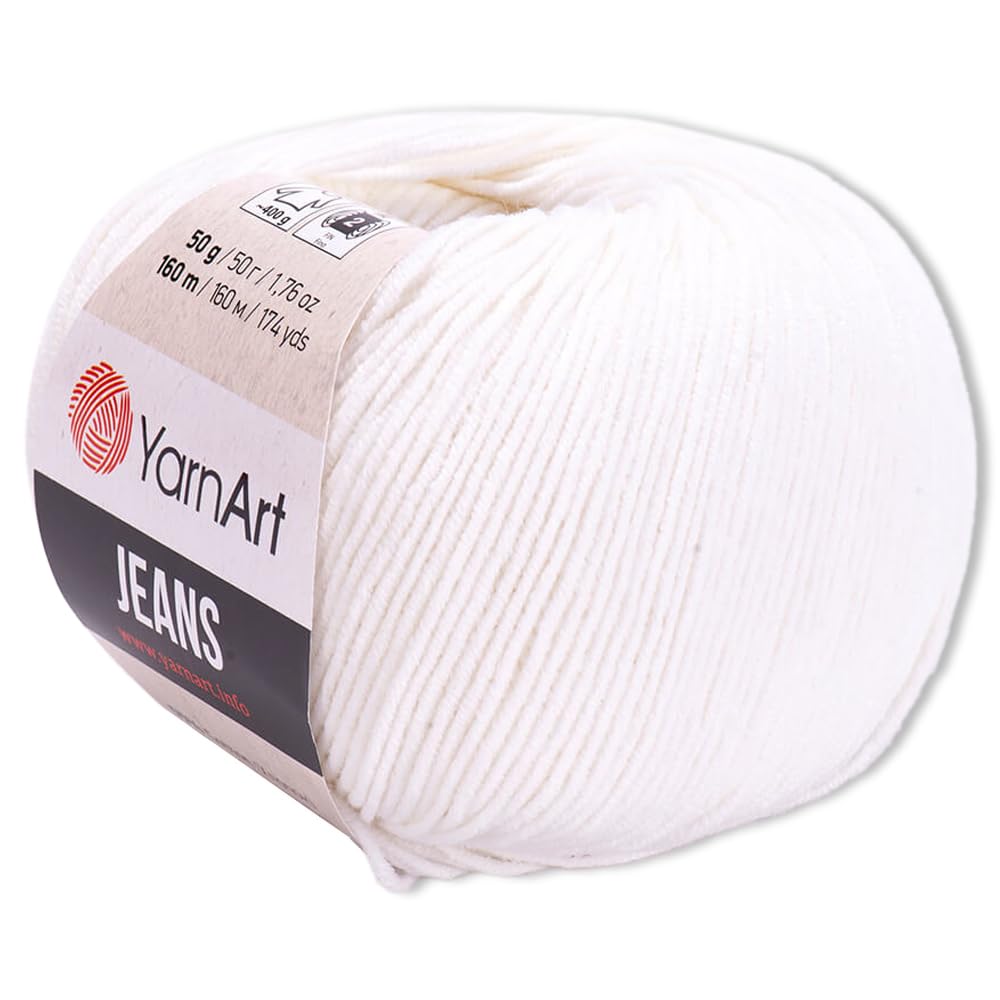 Frida's Wollhaus YarnArt Amigurumi Baby Yarn - 50 g - Denim - Knitting - Crochet - Pastel Colors - 63 Colors (01, white)
